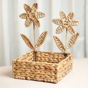 Joli panier à plantes en jacinthe d'eau fait main, pot de fleurs en osier, couvercle de pot décoratif pour intérieur et extérieur, pot de fleurs décoratif pour la maison et le jardin - Product Image 1