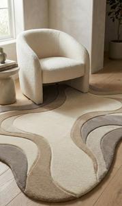 Modern Abstract Regular Shaped Anti-Slip Medium Pile Hand Tufted Soft Wool Area Rug Cotton Canvas Backing 10-14mm Thickness for - Product Image 6