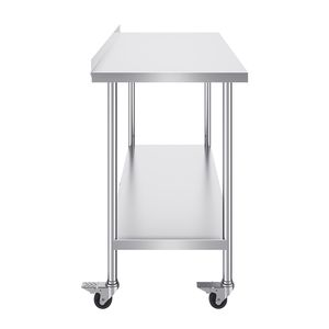 Tavolo da Lavoro Commerciale in Acciaio Inossidabile 24 X 60 X 40 Pollici con Lavello, Banco da Lavoro in Metallo Resistente con Ruote 60 X 40 Pollici - Product Image 1