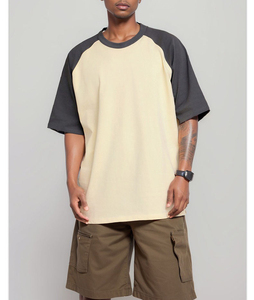 Custom Logo Unisex Custom O-Neck <b>T</b>-<b>Shirt</b> 100% Cotton Solid Pattern <b>Raglan</b> Sleeves Casual Oversized Fit 280g Knitted Men's - Product Image 3