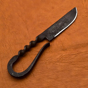 Cuchillo de Cocina Burraq Hecho a Mano, Estilo Medieval, Acero de Damasco Forjado, Hoja Fija, Tamaño Estándar - Product Image 5