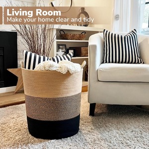 Hot Sale Eco Friendly <b>Large</b> Cotton Rope <b>Basket</b> with Handles Decorative Woven <b>Storage</b> <b>Basket</b> for Home Laundry at Good Price - Product Image 1
