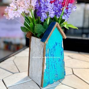 Fournitures de jardin artisanales, décoration intérieure, pots de fleurs / plantes avec design maison, bois de bateau recyclé, couleur originale, vente en gros - Product Image 5
