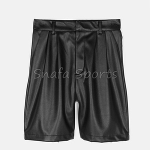 Shorts de Cuero Vacuno Genuino con Patrón Sólido para Mujer, Venta al Por Mayor con Cinturones, Shorts de Cuero para Mujer - Product Image 5