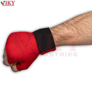 Bandages de boxe rouges robustes de qualité supérieure 2026 en coton élastique pour entraînement de Muay Thai avec support de poignet et fermeture auto-agrippante - Product Image 5