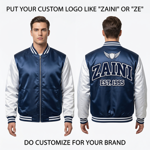 ZAINI <b>Men</b>/Unisex Autumn Regular Varsity <b>Jacket</b> Windproof 420 GSM Wool Blend 320 GSM Faux <b>Leather</b> Sleeves Custom Chenille High - Product Image 1