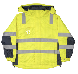 Parka de sécurité robuste à haute visibilité avec motif quadrillé, imperméable et réfléchissant, veste de travail industrielle avec capuche amovible - Product Image 1