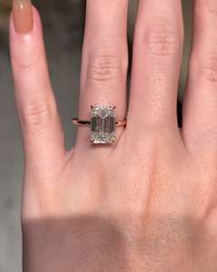 5.5 Carat Emerald Cut Moissanite Engagement <b>Ring</b> for Women | Hidden Halo <b>Solitaire</b> Wedding <b>Ring</b> | Luxury Bridal Jewelry - Product Image 2