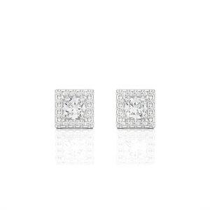 Boucles d'oreilles en diamant taille princesse de 2,15 carats en or 14 carats pour femmes certifiées AJRETAIL - Product Image 3