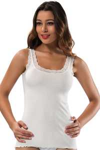 Women's <b>White</b> <b>Lace</b> Trim Knitted Tank Top Scoop Neck Casual Breathable Solid Color Top - Product Image 6