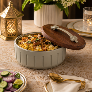 Casserole isotherme de luxe en acier inoxydable avec couvercle en bois, bol de service alimentaire, ensemble cadeau de vaisselle thermique haut de gamme - Product Image 3