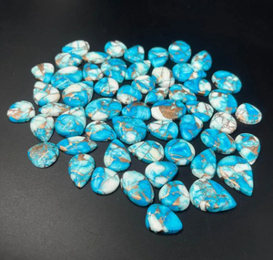 พลอยดาเลียสีฟ้าอมเขียวทรงอิสระแบบคาโบชองสำหรับทำเครื่องประดับ - Product Image 2