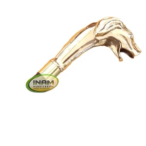 Vintage Style Wooden <b>Walking</b> <b>Stick</b> with Brass Dog Handle / Wooden <b>Walking</b> Cane with Brass Designer Dog Handle - Product Image 1