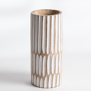 Handcrafted Mango Wood <b>Rustic</b> Flower Pot Wholesale | Natural Whitewashed Vase - Product Image 1
