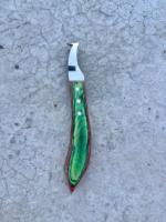 Couteau à boucle unique personnalisé Ziq International, manche vert, acier J2, outil de coupe de sabots pour chevaux, usage professionnel, modèle
