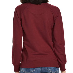 Sweat-shirt pour femme, col rond, couleur bordeaux, manches longues, couleur unie, 100% coton, tricoté, vêtements décontractés pour femme - Product Image 2