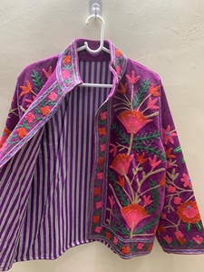 Handmade <b>Velvet</b> Suzani <b>Jacket</b> <b>Women</b> Ethnic Bohemian Embroidered Regular Winter Outerwear Stand Cotton Reversible Gift <b>for</b> Her - Product Image 2