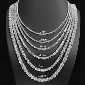 Collar de tenis de lujo con forma de diamante para hombre y mujer, con circonita cúbica de corte redondo, chapado en plata, cadena de joyería. - Product Image 4