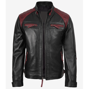 2026 OEM Premium Black & Burgundy Two Tone Cowhide Leather <b>Jackets</b> For Men's High Quality Low MOQ <b>Winter</b> Heated Fashion <b>Jackets</b> - Product Image 3