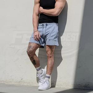 กางเกงขาสั้นลำลองผู้ชาย RUICHI ผ้าฝ้ายถัก ระบายอากาศได้ดี ผ้าฟลีซด้านหน้า ทรงหลวม มีเชือกผูกเอว ความยาว 4 นิ้ว เหมาะสำหรับออกกำลังกาย วิ่ง - Product Image 5