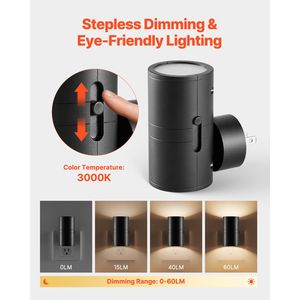 Luci Notturne LED Regolabili 0-60LM Moderne Mini da Parete con Sensore Crepuscolare e Luce Bianca Calda Morbida Forma Personalizzabile - Product Image 3