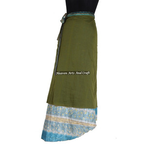 Falda Larga de Seda Reversible de Dos Capas para Mujer, Estilo Sari Mágico, Novedad 2026, Venta al por Mayor, para Usar como Cubrecostume Vintage - Product Image 3
