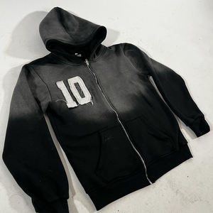 Sweat à capuche épais en molleton vintage pour homme 2026, style streetwear, avec logo personnalisé, fermeture éclair double tête, 100 % coton, décontracté - Product Image 4