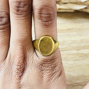 Classic Design Signet <b>Rings</b> Minimalist Brass Jewelry Men 18k Gold Plated <b>Blank</b> Smooth Band Custom Geometric <b>Ring</b> Wholesale/OEM - Product Image 3