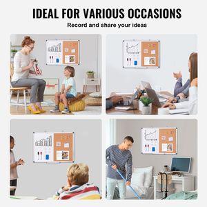"24x18 Magnetic Dry Erase <b>Whiteboard</b> & Cork Board Combo with Aluminum Frame-<b>Wall</b> Mountable 2 in 1 Portable" - Product Image 6