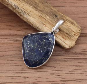 Natural <b>Lapis</b> <b>Lazuli</b> Hexagon Charms 925 Sterling Silver Fancy Shield Shape Blue Gemstone Vintage Platinum Plated Necklace for - Product Image 6