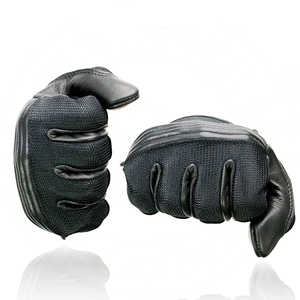 Samroz Sports Men's Grey Perforated Leather Full Finger Motorcycle Hand <b>Gloves</b> W/Breathable ‘Open Knuckle - Product Image 2