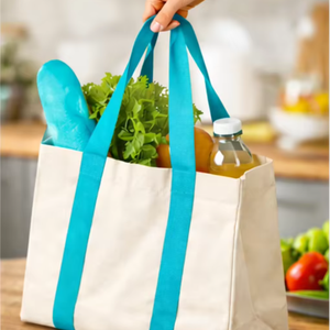 Grand sac de plage en toile pour femme, sac de voyage et de pique-nique avec votre logo et votre taille personnalisés dans un sac écologique promotionnel - Product Image 5