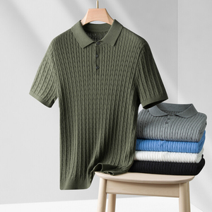 Polo Shirt Solid Color Casual Regular Fit Breathable Button Design - Product Image 1