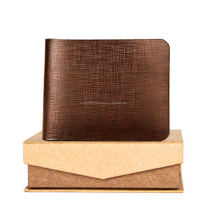 Cartera corta de cuero genuino para hombre con estilo, cierre abierto, tarjetero con bloqueo RFID, monedero, logotipo personalizado, patrón geométrico, venta al por mayor - Product Image 1