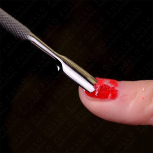 Pousse-cuticules double extrémité en acier inoxydable couleur personnalisée Zullo Industries avec poignée rose, outil de nettoyage des ongles pour manucure professionnelle - Product Image 4