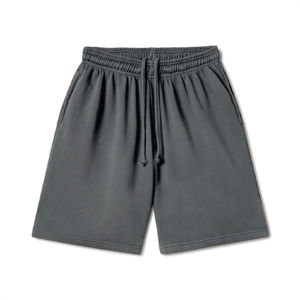 Shorts Bermuda Homme en Toile de Coton Couleur Unie, Taille Mi-Haute avec Cordon de Serrage, Tissu Tricoté Respirant, Style Décontracté avec Poches - Product Image 1