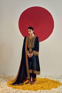 Conjunto de 3 Piezas para Mujer Ramdev Trading (Top, Pantalón y Dupatta) de Terciopelo con Estampado Digital, Secado Rápido, Estilo Moderno, para Todas las Temporadas, Diwali - Product Image 3