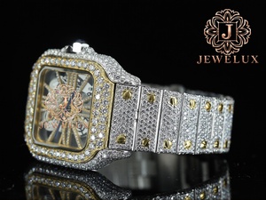 Montre élégante en moissanite style hip-hop avec bracelet en acier inoxydable pour un look quotidien de luxe et des idées cadeaux - Product Image 1