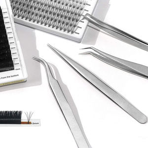 Pince à épiler à pointe incurvée pour extensions de cils, en acier inoxydable, finition soignée, pince à épiler professionnelle pour faux cils et étui - Product Image 6