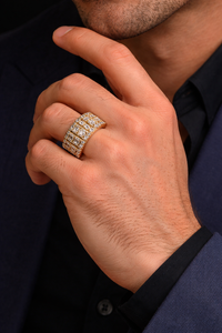 Square Gold Hip Hop <b>Ring</b> Iced Out Diamond Style 925 <b>Silver</b> or 10K 14K Gold Finish Streetwear Statement <b>Ring</b> for <b>Men</b> Bling - Product Image 6