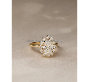 IGI Lab Grown Oval Cut Diamond Vintage 14K Amarillo Boda/Anillo de compromiso Unisex Fine White Gold Anniversary Party-Worthy - Product Image 3