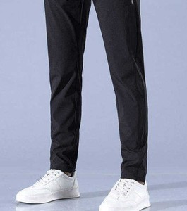 Pantalon de sport décontracté pour homme en coton et soie glacée, à séchage rapide, extensible, couleur unie, taille mi-haute, coupe droite, ample, respirant et léger - Product Image 3