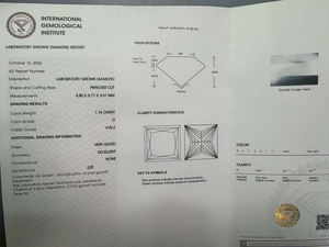 เพชรหลวมทรงปรินเซสคัท สีขาว D น้ำหนัก 1.15 กะรัต/1.16 กะรัต คุณภาพ VVS ผลิตด้วยวิธี CVD ขายส่ง พร้อมใบรับรอง IGI สำหรับทำเครื่องประดับ - Product Image 4