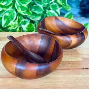 Ensemble de saladiers en bois d'acacia massif naturel, assiettes rondes en bois pour servir les fruits, les légumes, les pâtes, vaisselle de cuisine, vaisselle de table - Product Image 6