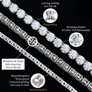 Wholesale VVS Moissanite Tennis Bracelet 925 Sterling Silver <b>Iced</b> <b>Out</b> Diamond Cut Eternity Link <b>Chain</b> Gift for Men Women - Product Image 2