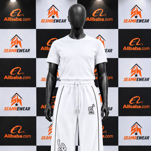 <b>Men's</b> <b>White</b> Sweatpants With Blue Side Stripes Elastic Waist Drawstring Casual Sport <b>Pants</b> - Product Image 5
