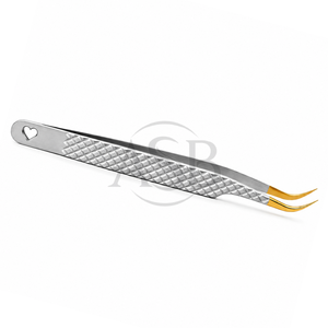 Pince à épiler incurvée en or blanc avec découpe en forme de cœur, pince à épiler professionnelle pour extensions de cils, instrument de beauté en acier inoxydable - Product Image 5