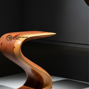 Modern Curved Wooden Side <b>Table</b> Ottoman Sculptural S-Shape Wood Accent <b>Table</b> Contemporary Designer End <b>Table</b> for Living Room - Product Image 2