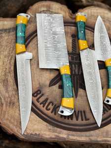 Premium Damascus Kitchen <b>Knife</b> <b>Set</b> Custom Resin Handle Chef <b>Knife</b> Collection Wholesale Supplier Stainless steel cookware - Product Image 2