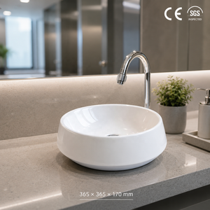 <b>Round</b> Bathroom Sink Wall Mount Minimalist Design Smooth Surface White <b>Basin</b> 5 Year Warranty Made in India - Product Image 5